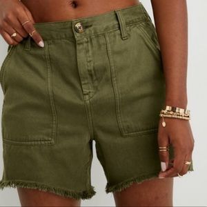 AERIE  Adventure Olive Green Cotton Cutoff Shorts Sz Large